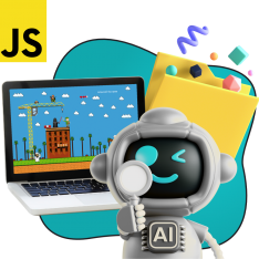 Язык программирования JavaScript + AI. Проектное обучение + геймификация + AI-помощники - КИБЕРшкола программирования для детей, компьютерные курсы для школьников, начинающих и подростков - KIBERone г. Ступино